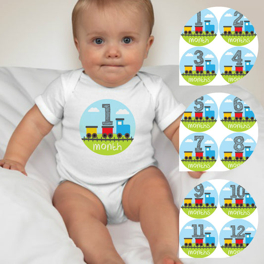 Baby Custom Monthly Onesies - Choo Choo Train - MYSTYLEMYCLOTHING