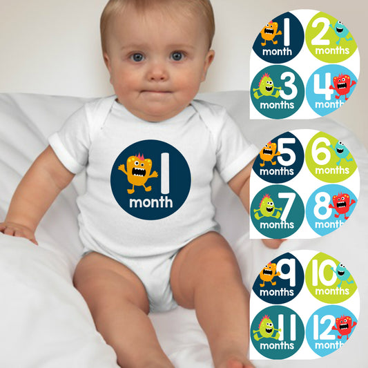 Baby Custom Monthly Onesies - Cute Monsters - MYSTYLEMYCLOTHING