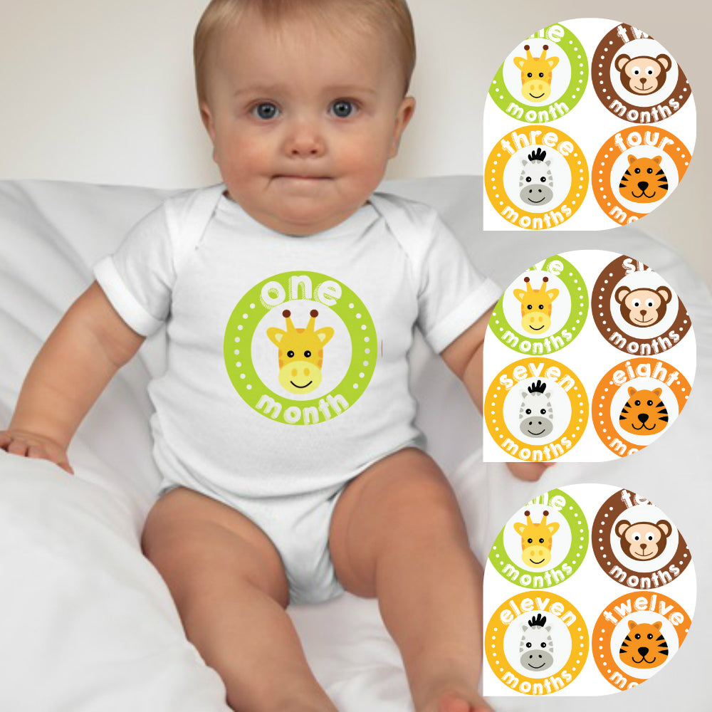 Baby Custom Monthly Onesies - Cute Baby Animals - MYSTYLEMYCLOTHING