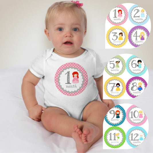 Baby Custom Monthly Onesies - Disney Princess - MYSTYLEMYCLOTHING