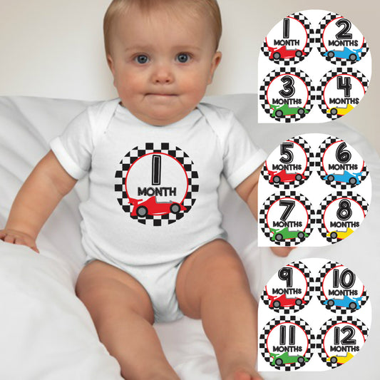 Baby Custom Monthly Onesies - Racing and Cars - MYSTYLEMYCLOTHING