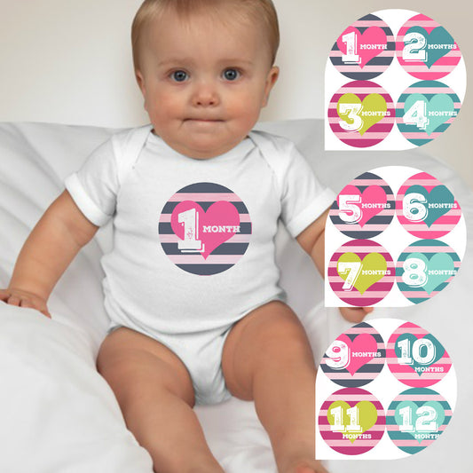 Baby Custom Monthly Onesies - Baby Hearts - MYSTYLEMYCLOTHING