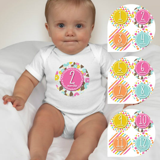 Baby Custom Monthly Onesies - Pink Retro - MYSTYLEMYCLOTHING