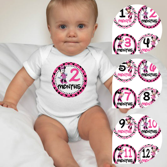 Baby Custom Monthly Onesies - Minnie Mouse - MYSTYLEMYCLOTHING