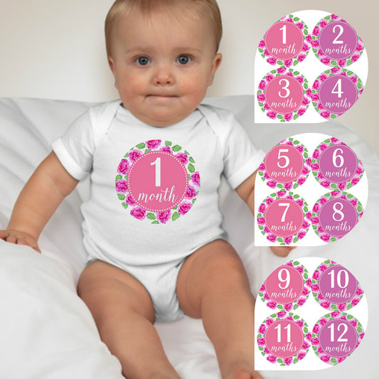 Baby Custom Monthly Onesies - Purple Violet Flowers - MYSTYLEMYCLOTHING