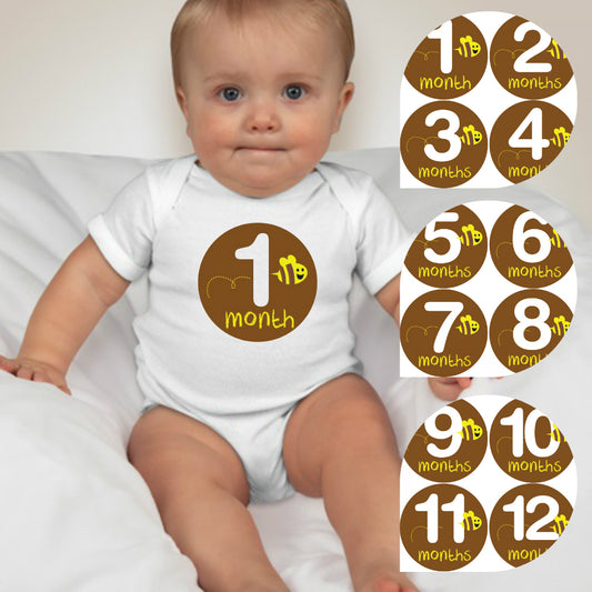 Baby Custom Monthly Onesies - Bees - MYSTYLEMYCLOTHING