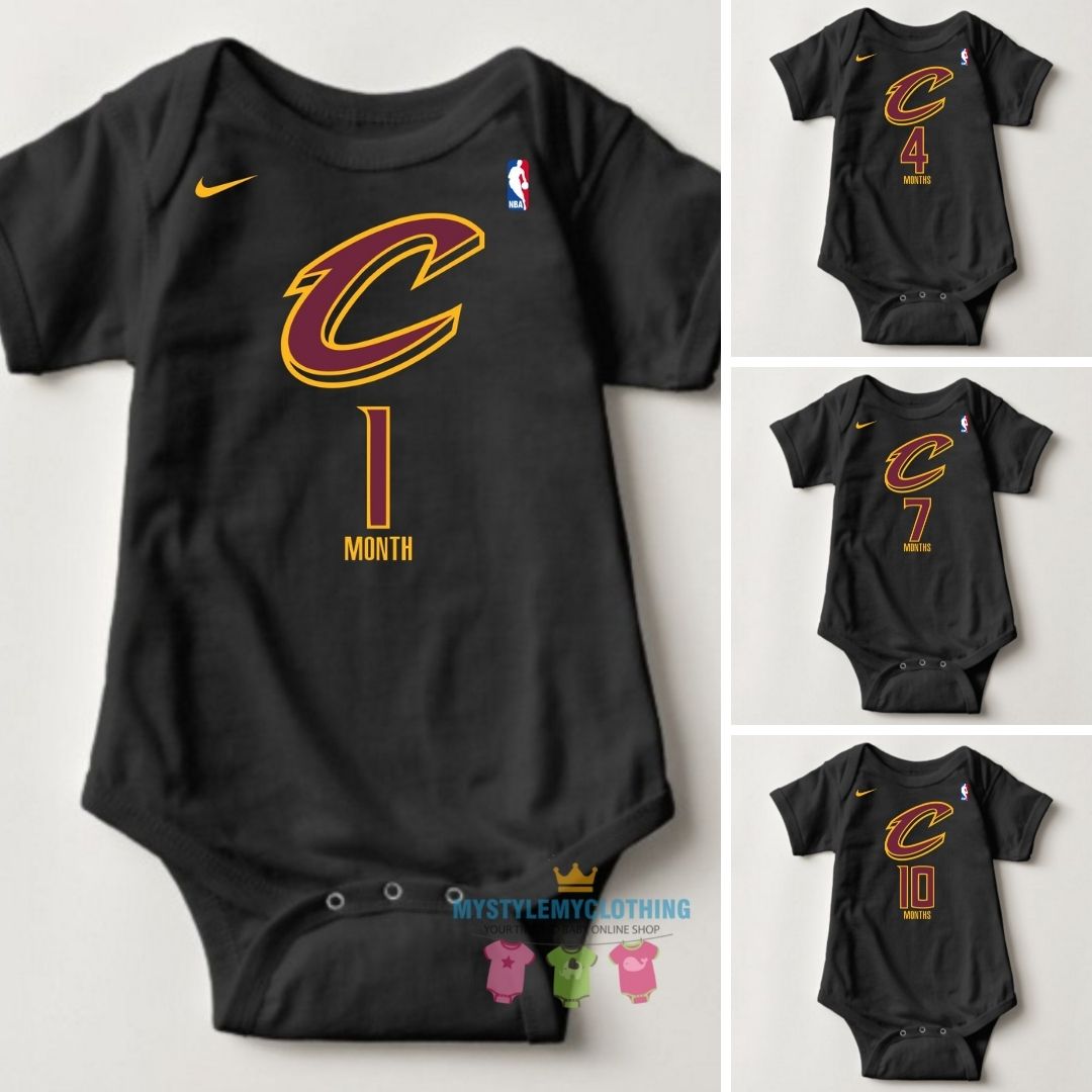 Baby Monthly Onesies - Basketball Jersey Cleaveland Cavaliers