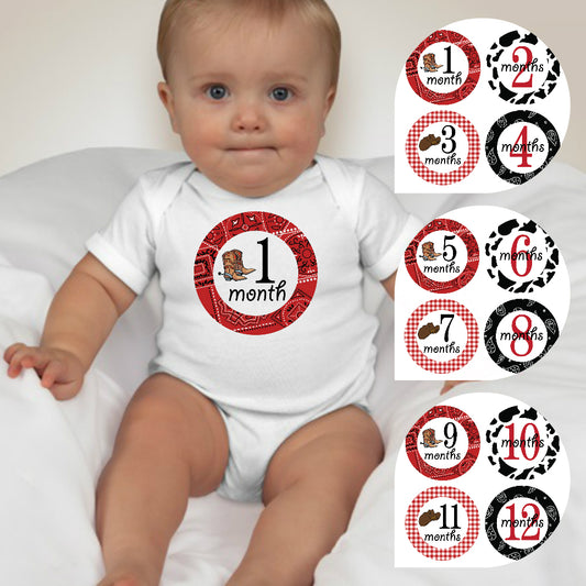 Baby Custom Monthly Onesies - Cowboy - MYSTYLEMYCLOTHING