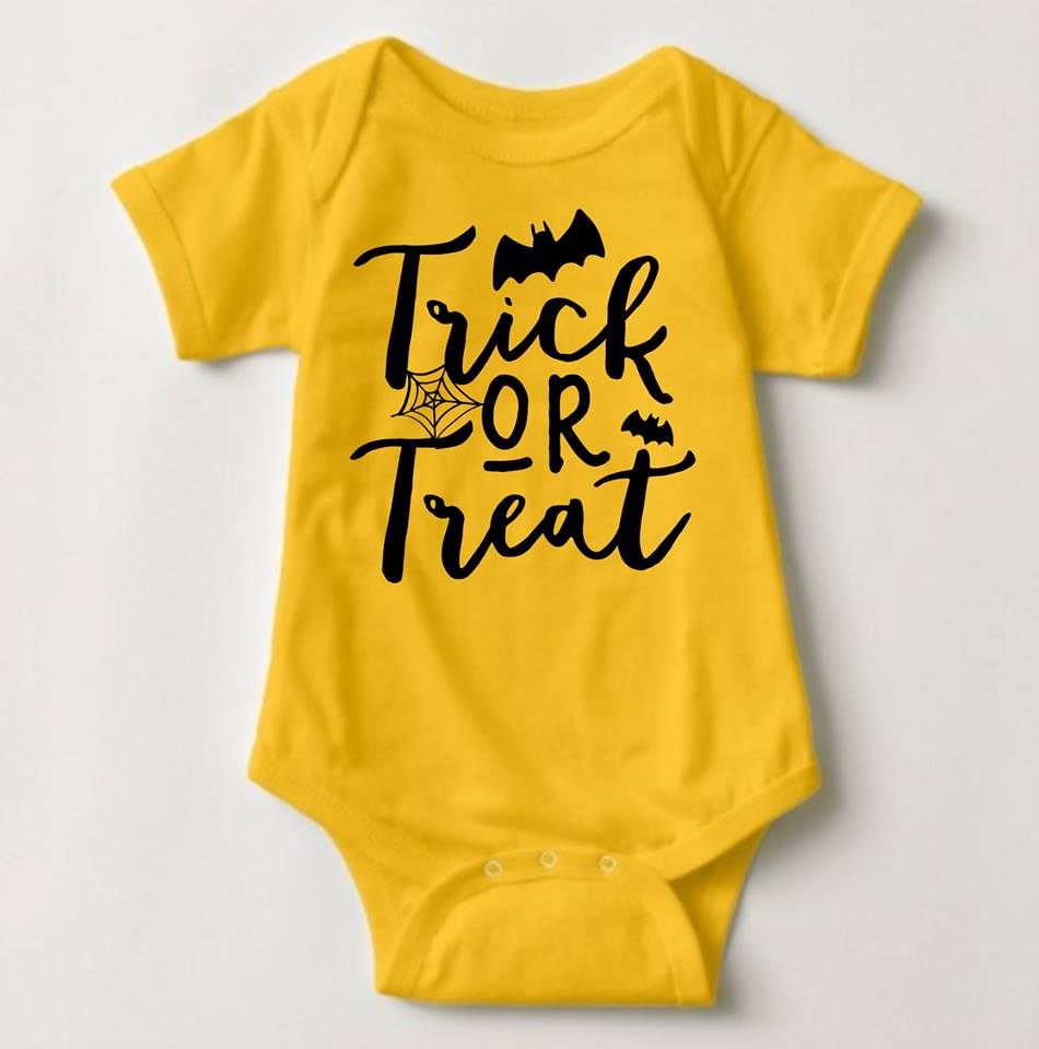 Baby Halloween  Onesies - Trick or Treat Cursive Colored - MYSTYLEMYCLOTHING