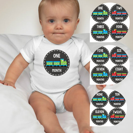 Baby Custom Monthly Onesies - Train - MYSTYLEMYCLOTHING