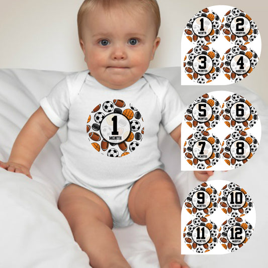 Baby Custom Monthly Onesies - Sports Ball - MYSTYLEMYCLOTHING