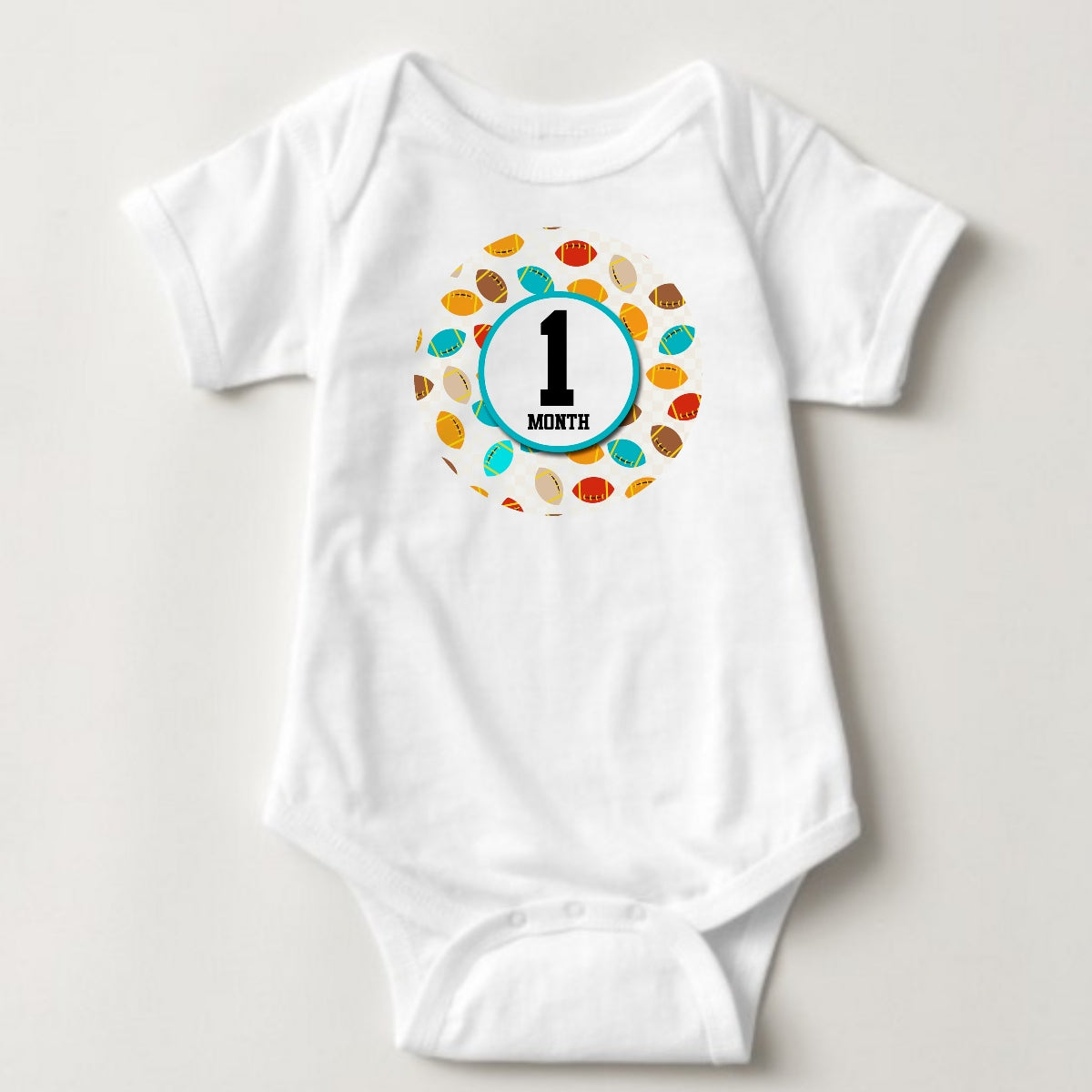 Baby Custom Monthly Onesies - FootBall - MYSTYLEMYCLOTHING