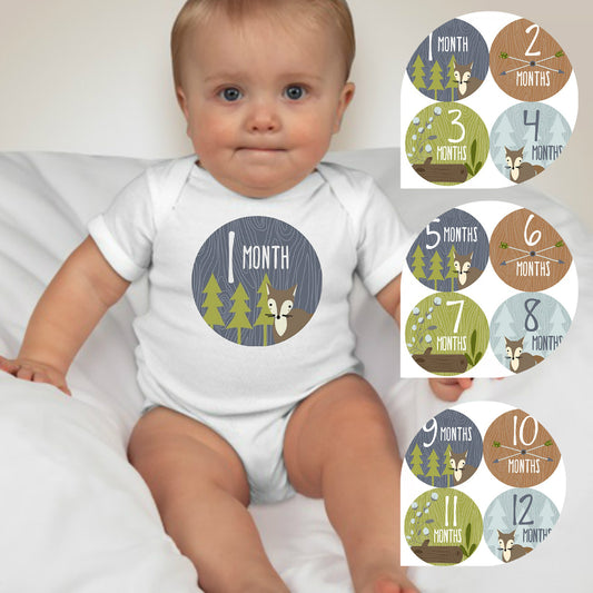 Baby Custom Monthly Onesies - Forest Animals - MYSTYLEMYCLOTHING