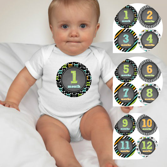 Baby Custom Monthly Onesies - Skull Bandits - MYSTYLEMYCLOTHING