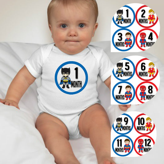 Baby Custom Monthly Onesies - Superheroes II - MYSTYLEMYCLOTHING