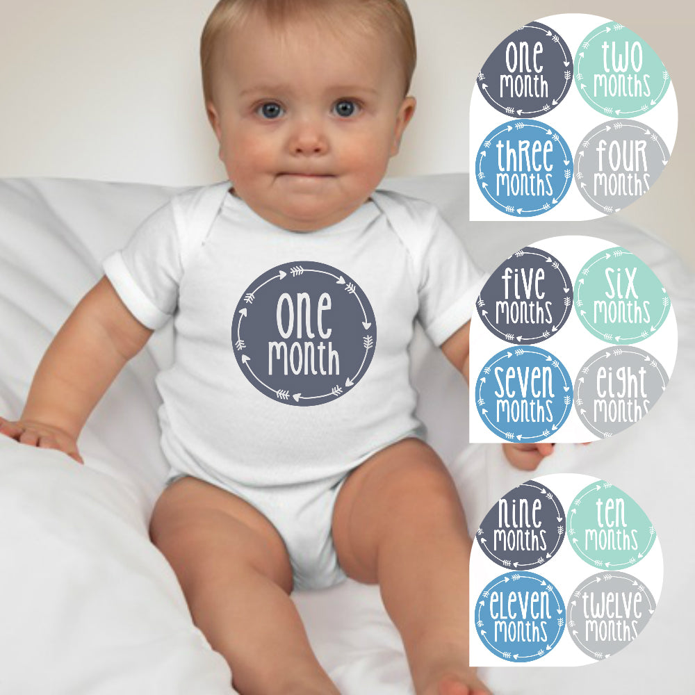 Baby Custom Monthly Onesies - Circle Arrows - MYSTYLEMYCLOTHING