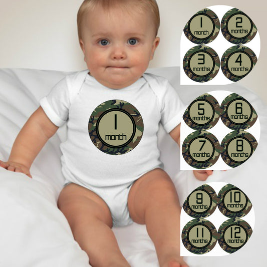 Baby Custom Monthly Onesies - Camou Army - MYSTYLEMYCLOTHING