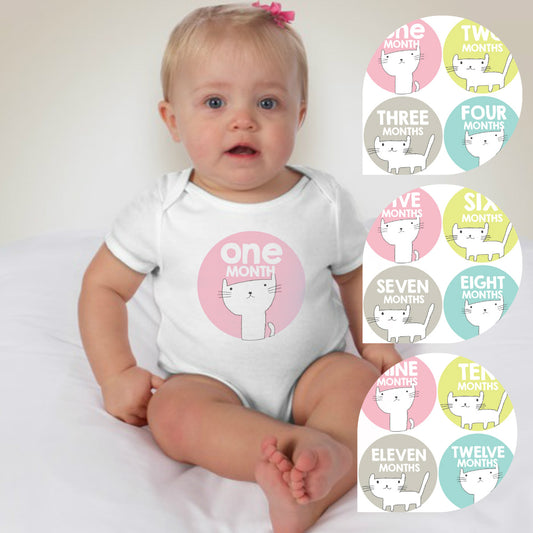 Baby Custom Monthly Onesies - Kitty Cats - MYSTYLEMYCLOTHING