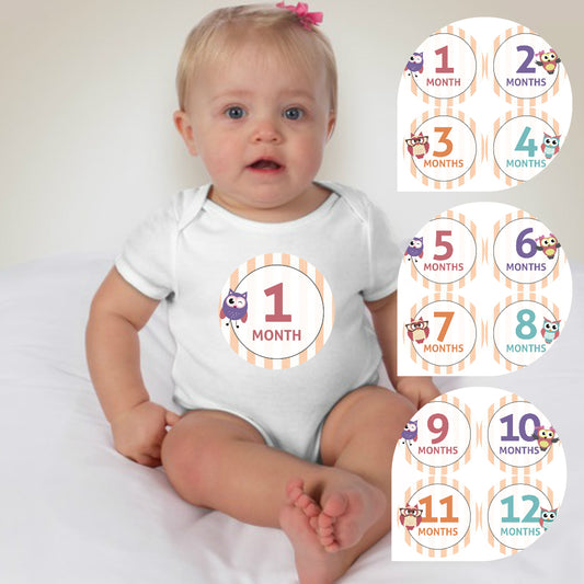 Baby Custom Monthly Onesies - Owl - MYSTYLEMYCLOTHING