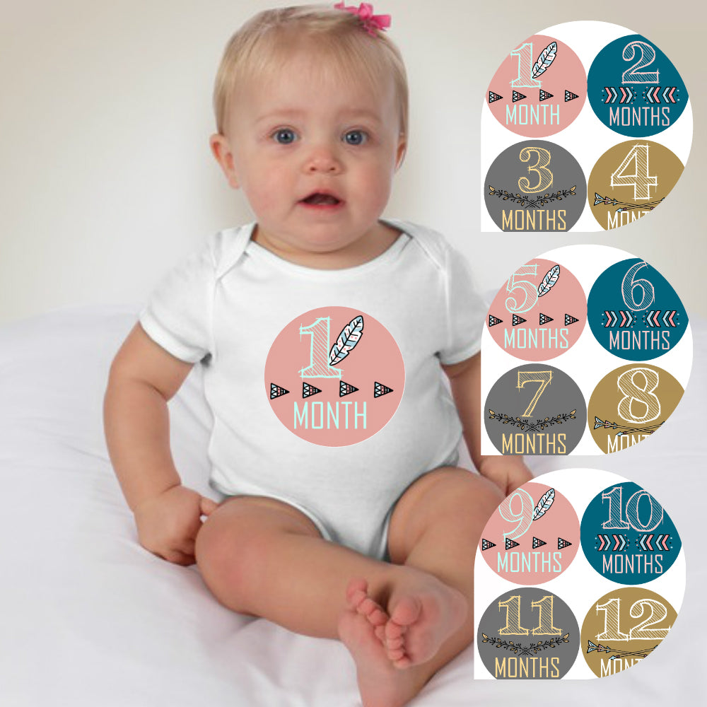 Baby Custom Monthly Onesies - Arrows Girls 2 - MYSTYLEMYCLOTHING