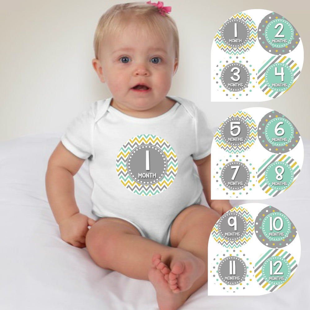 Baby Custom Monthly Onesies - Patterns Chevron 8 - MYSTYLEMYCLOTHING