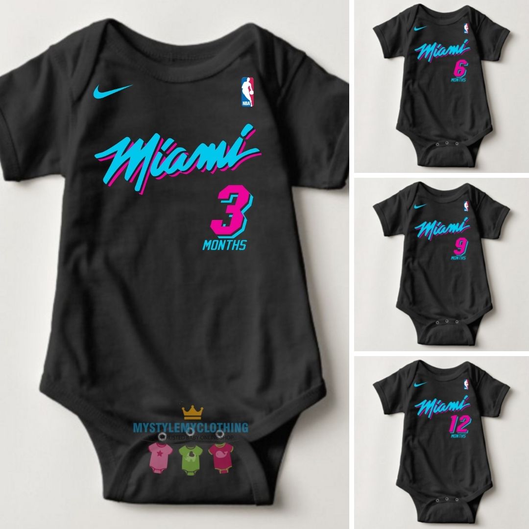 Baby Monthly Onesies - Basketball Jersey Miami Heat - MYSTYLEMYCLOTHING