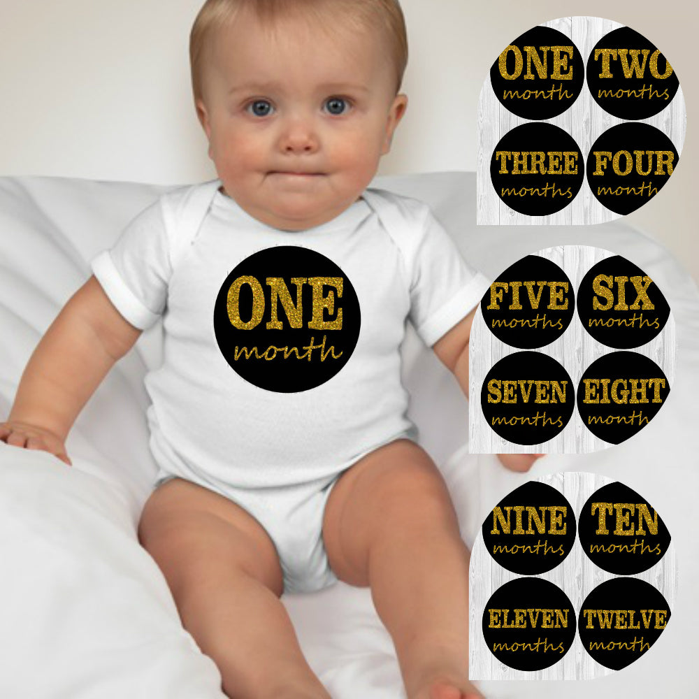 Baby Custom Monthly Onesies - Black Gold - MYSTYLEMYCLOTHING