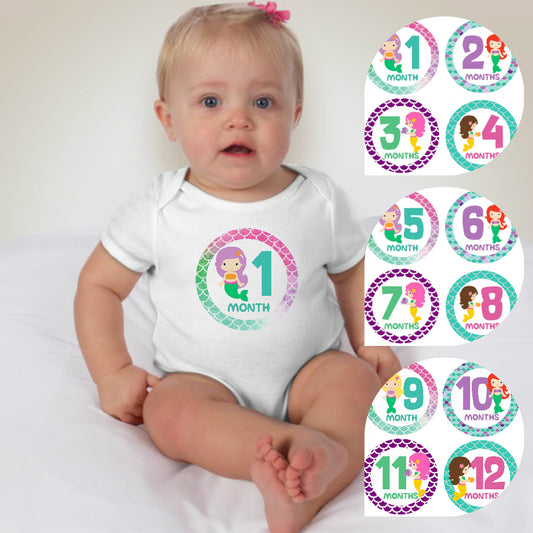 Baby Custom Monthly Onesies - Mermaid - MYSTYLEMYCLOTHING