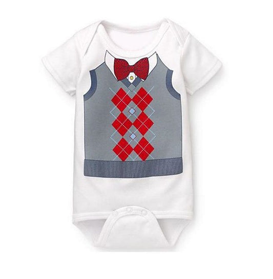 Baby Romper  Red Bowtie Vest Tuxedo Statement - MYSTYLEMYCLOTHING