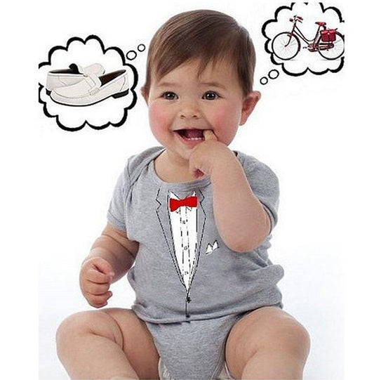 Baby Romper Gray Tuxedo Statement Romper - MYSTYLEMYCLOTHING