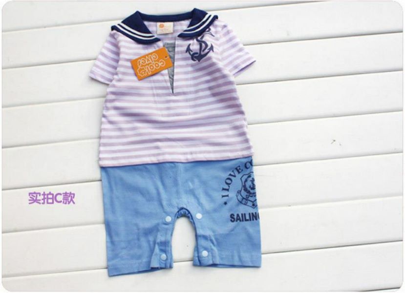 Baby Romper Lavender Anchor Sailor Romper - MYSTYLEMYCLOTHING