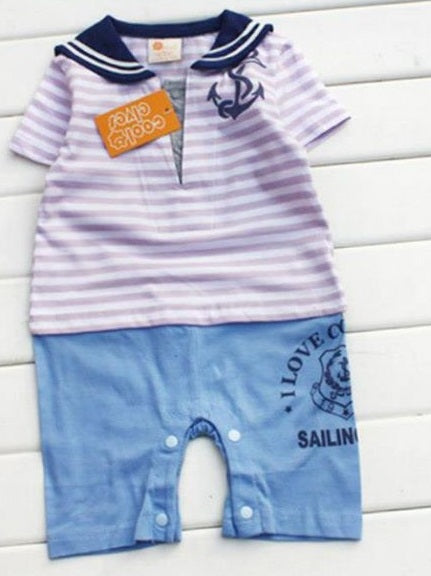 Baby Romper Lavender Anchor Sailor Romper - MYSTYLEMYCLOTHING