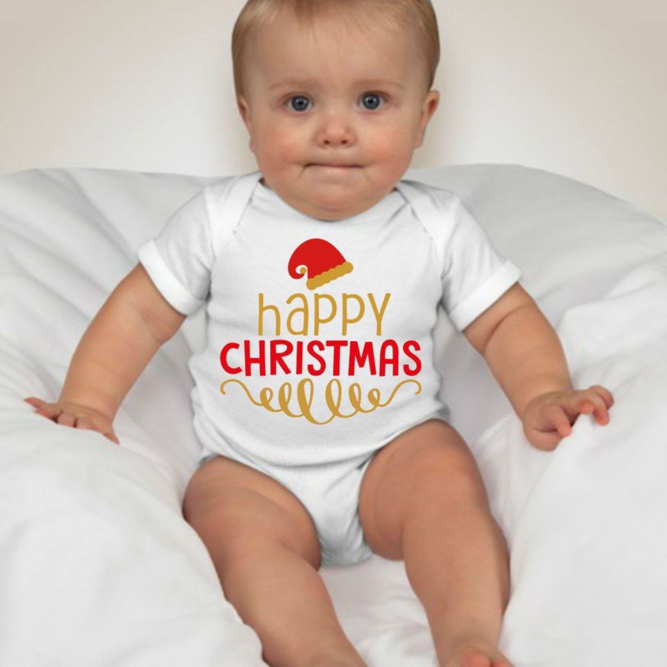 Baby Christmas Holiday Onesies - Happy Christmas - MYSTYLEMYCLOTHING