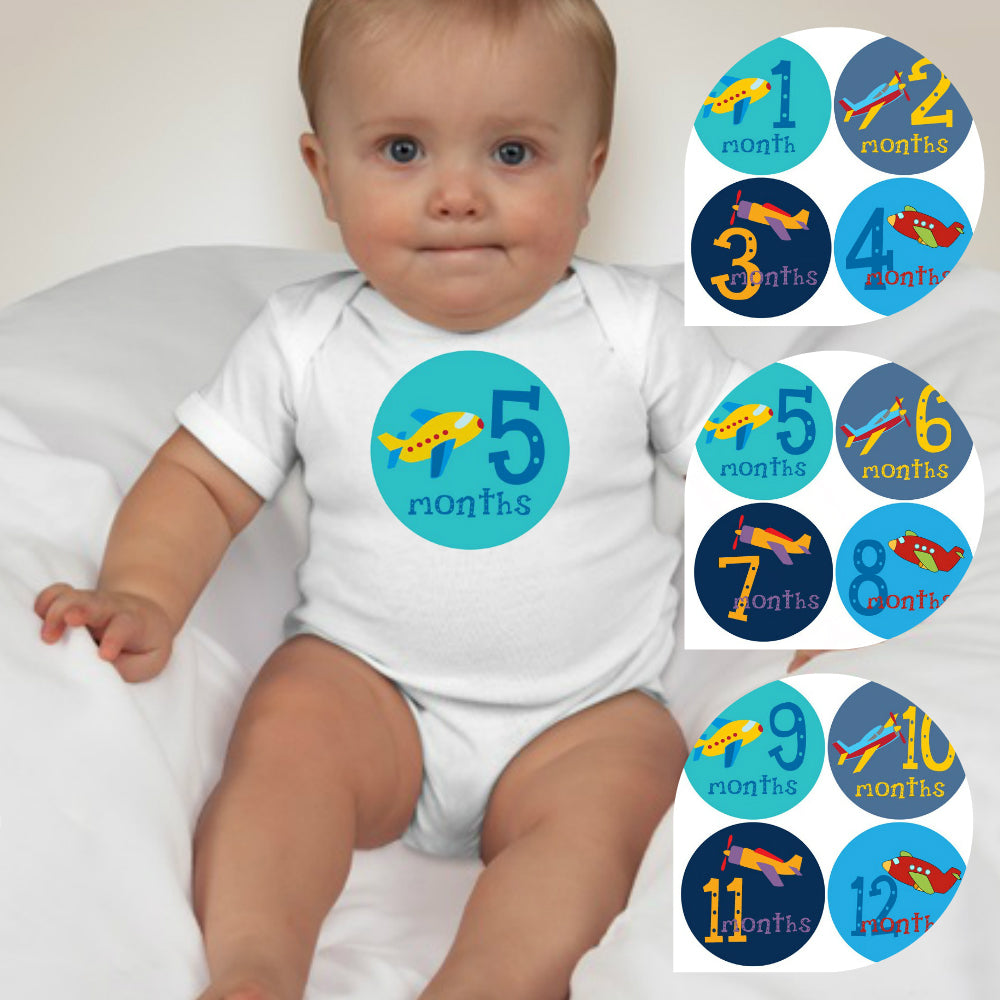 Baby Custom Monthly Onesies - Airplanes - MYSTYLEMYCLOTHING