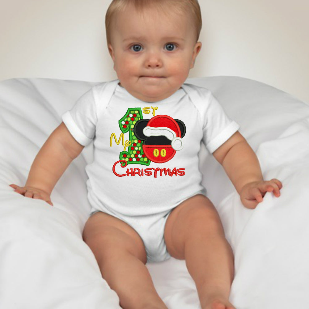 Baby Christmas Holiday Onesies - First Christmas Mickey Mouse - MYSTYLEMYCLOTHING