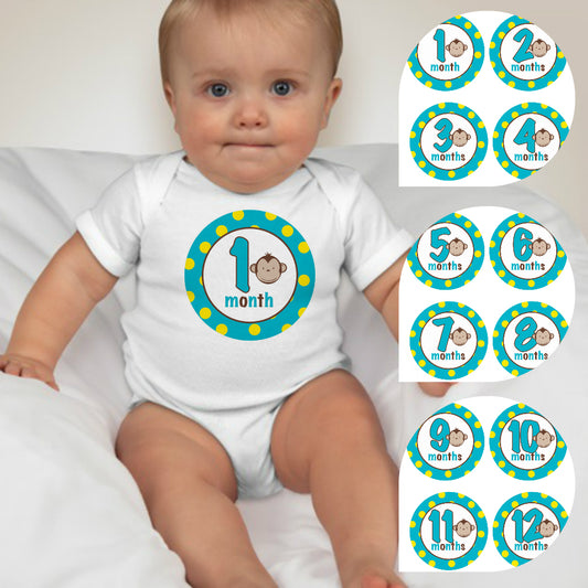 Baby Custom Monthly Onesies - Monkey Doos - MYSTYLEMYCLOTHING