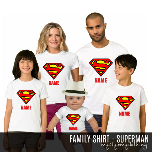 Custom Birthday Family Set Shirt - Superman - MYSTYLEMYCLOTHING