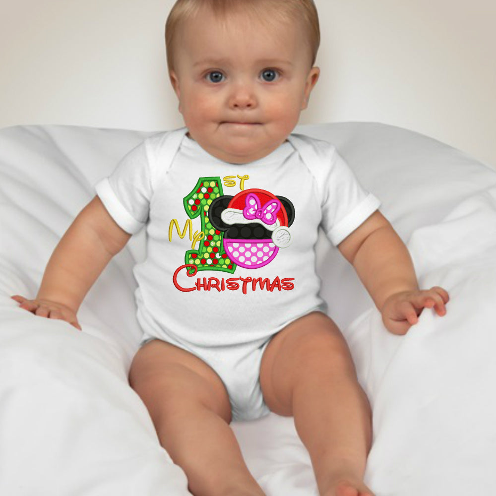 Baby Christmas Holiday Onesies - First Christmas Minnie Mouse - MYSTYLEMYCLOTHING