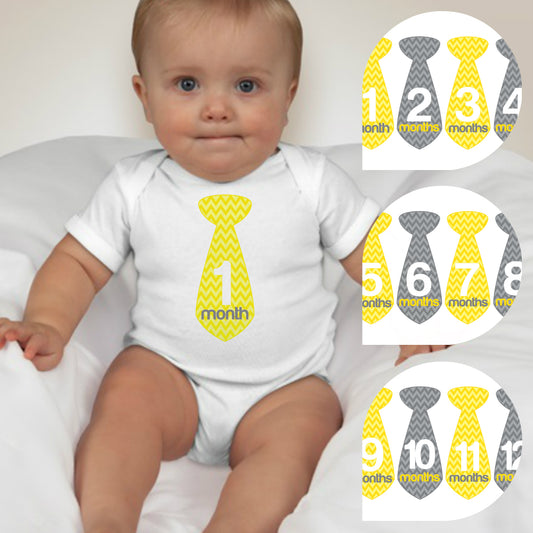 Baby Custom Monthly Onesies - Necktie Nautical YG - MYSTYLEMYCLOTHING