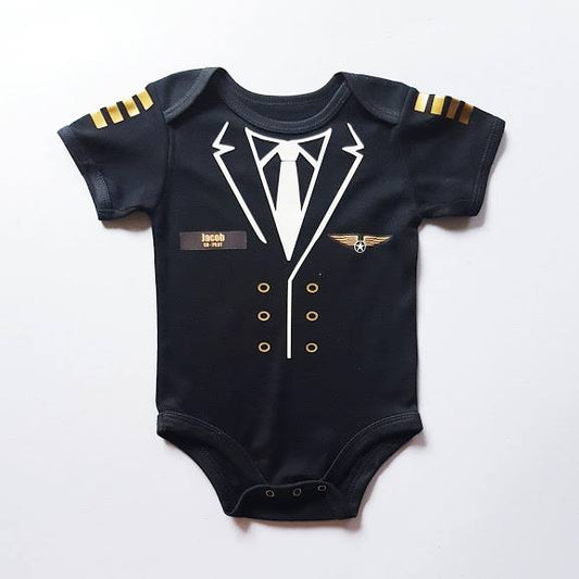 Baby Career Onesies - Pilot Black with Free Name Badge - MYSTYLEMYCLOTHING