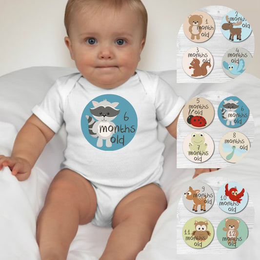 Baby Custom Monthly Onesies - Forest Animals - MYSTYLEMYCLOTHING