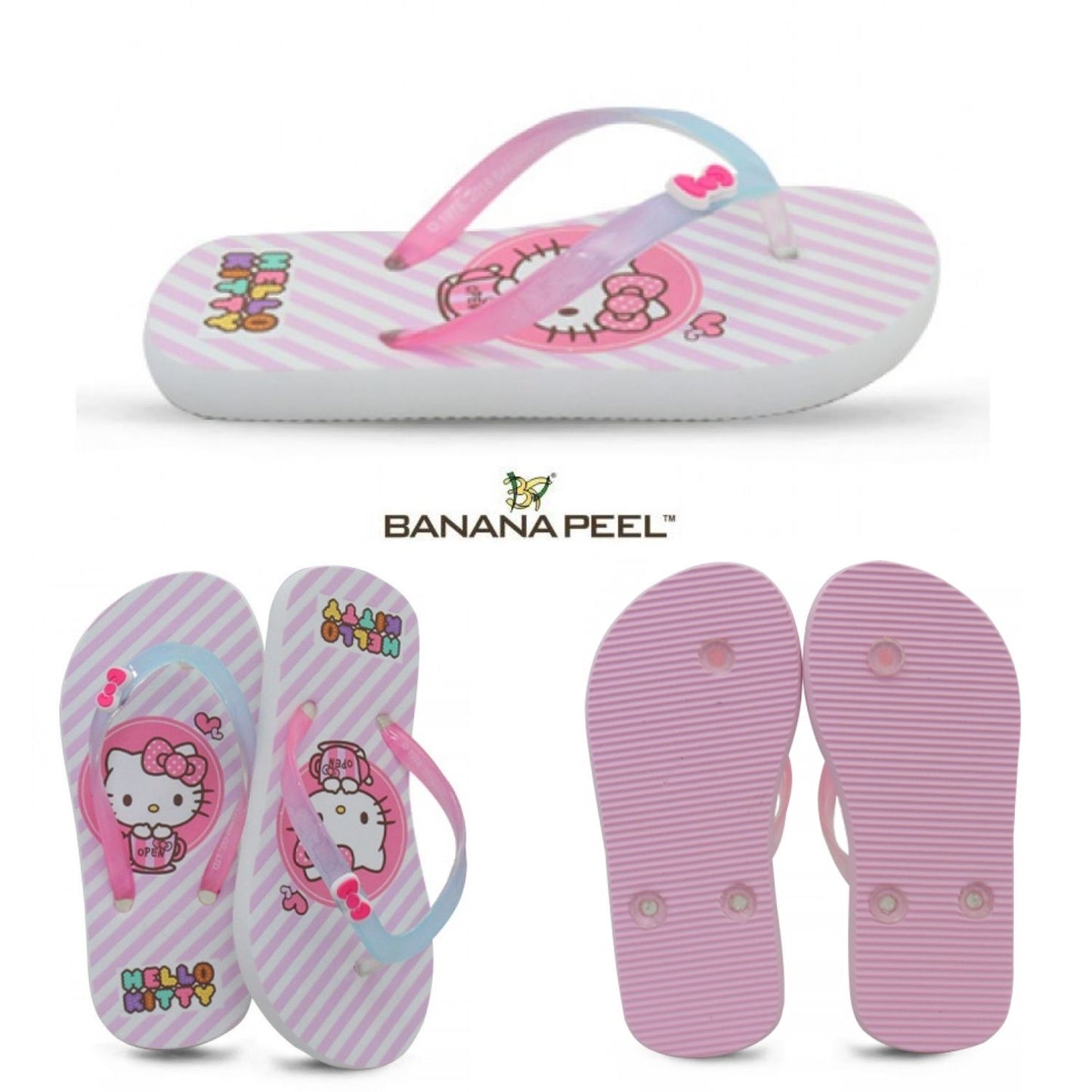 Banana Peel Girls Slippers Kids Cafe Love - Kitty Cafe
