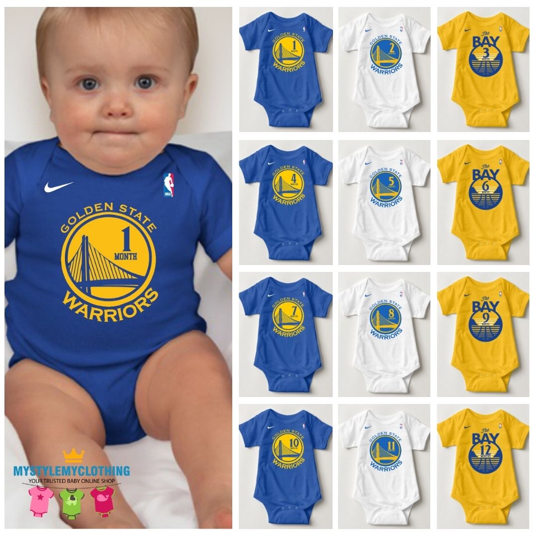 Baby Monthly Onesies - Basketball Jersey Golden State Warriors - MYSTYLEMYCLOTHING