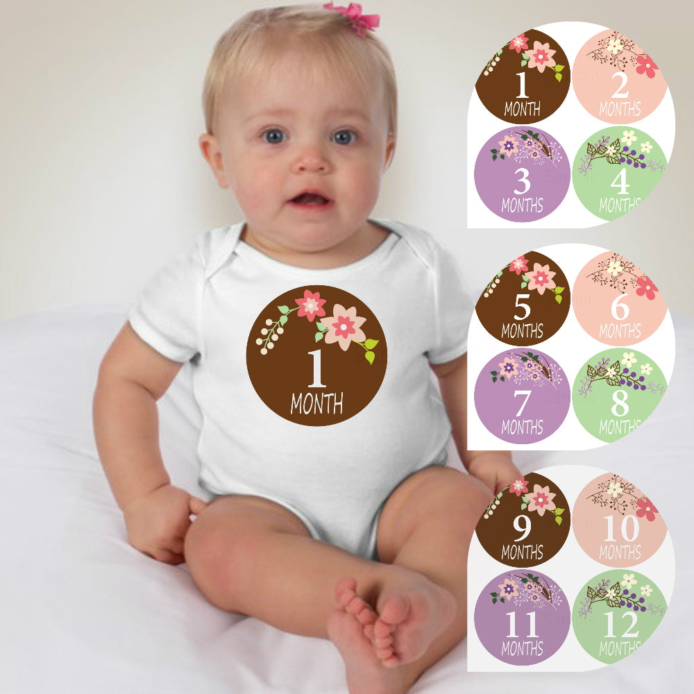 Baby Custom Monthly Onesies - Earth Floral - MYSTYLEMYCLOTHING