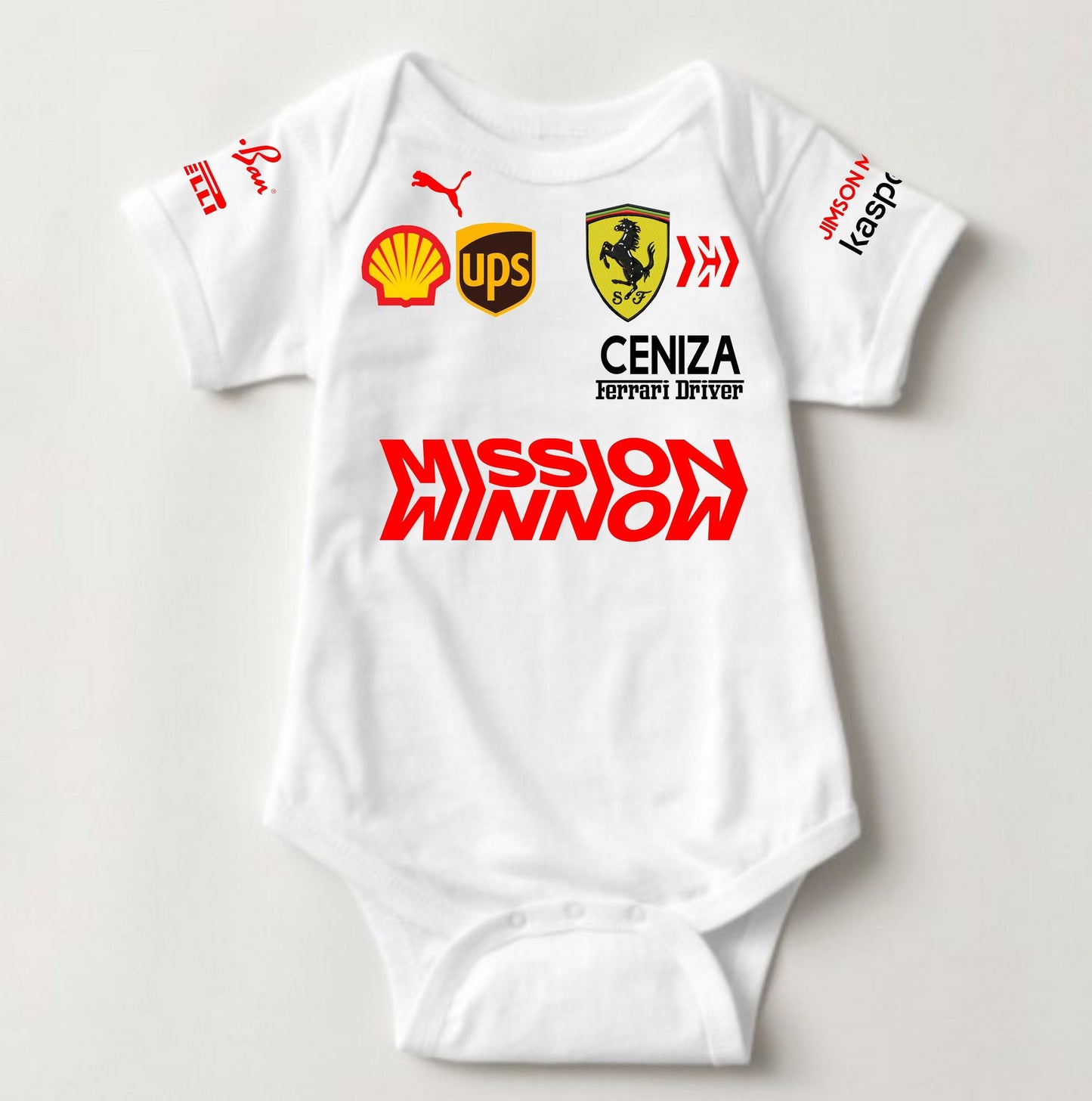 Baby Career Onesies - Car Racing Ferrari Suit (White)