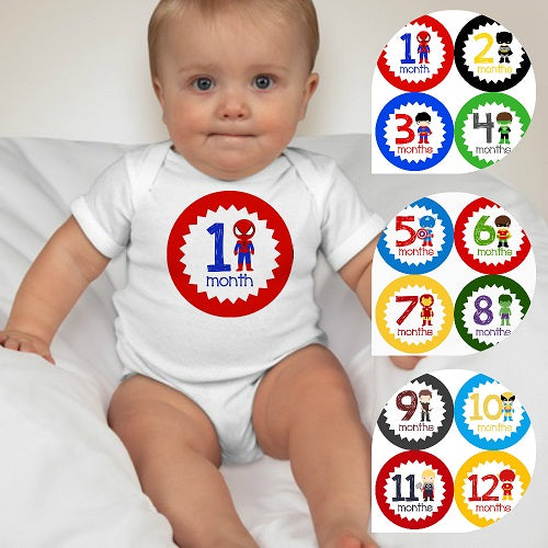 Baby Custom Monthly Onesies - Superheroes II - MYSTYLEMYCLOTHING