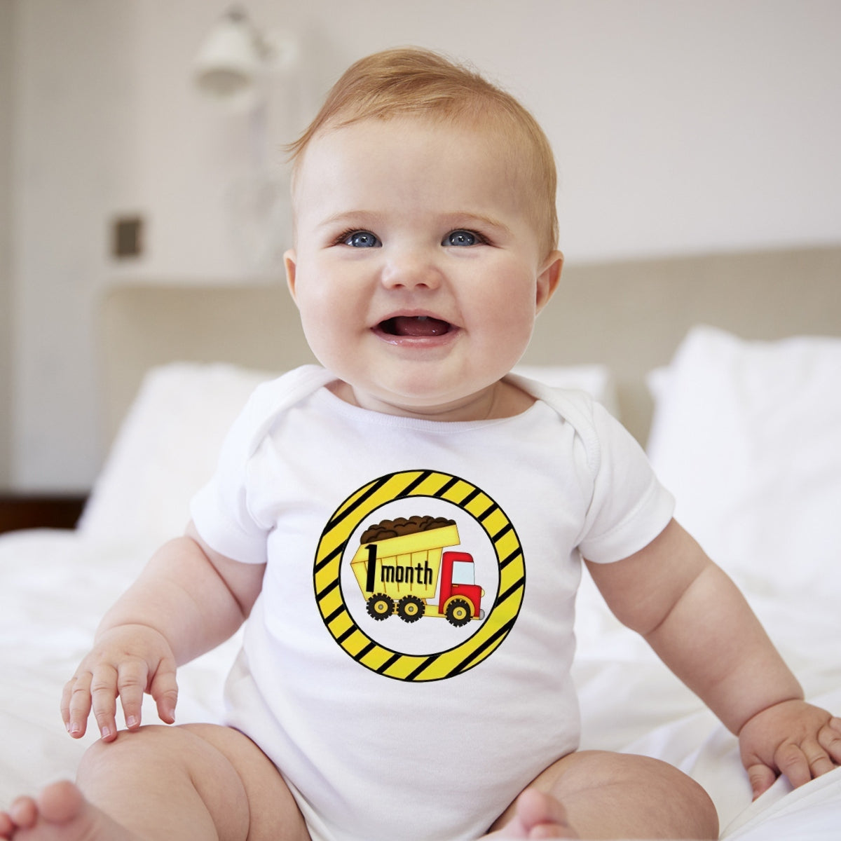 Baby Custom Monthly Onesies - Construction Trucks - MYSTYLEMYCLOTHING