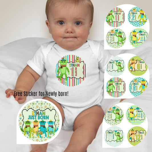 Baby Custom Monthly Onesies - Paul Frank GHeen - MYSTYLEMYCLOTHING