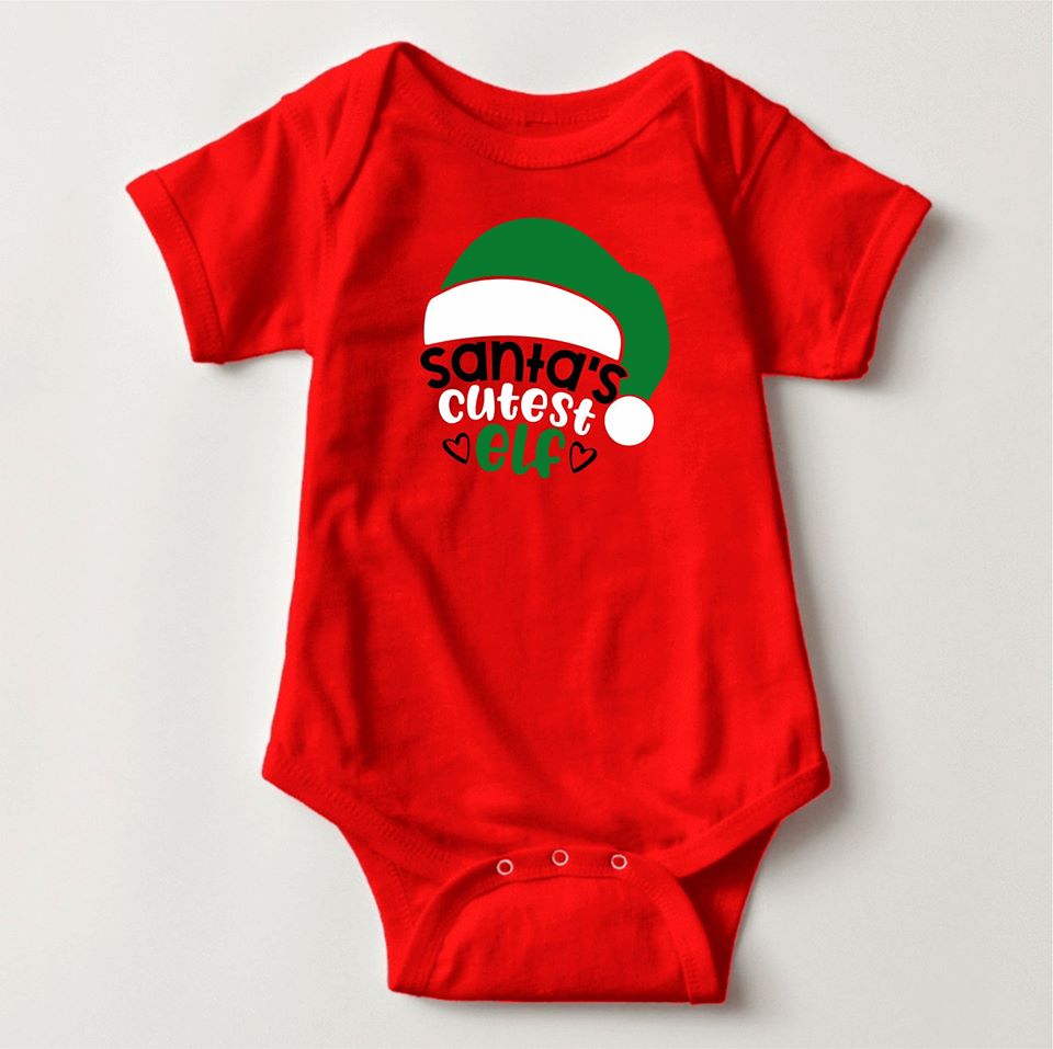 Baby Christmas Holiday Onesies - Santa's Cutest Elf - MYSTYLEMYCLOTHING