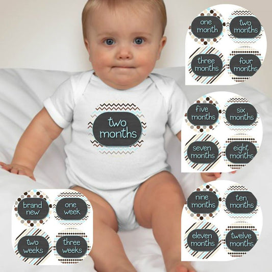 Baby Custom Monthly Onesies - Polka and Chevron - MYSTYLEMYCLOTHING